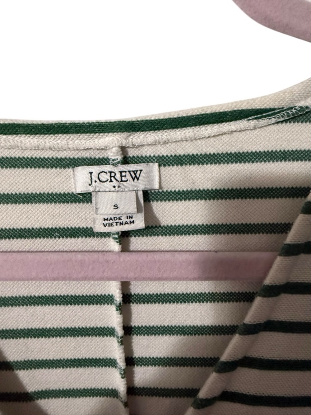 J. Crew White and Green Striped V-Neck Knit Shift Dress size Small - Picture 2 of 7